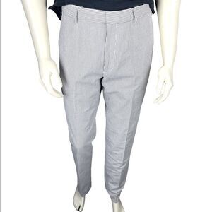 NWOT J. Crew Black/White Classic Seersucker Flat-Front Slacks Size 32"W x 32"L